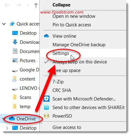 setup one drive sync folders