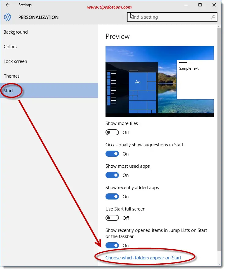choose which folders appear on start choose which folders appear on start