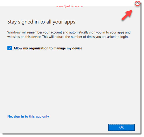 Allow my Organization to Manage my Device Allow my Organization to Manage my Device