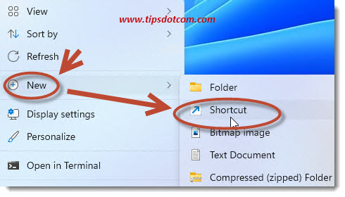 Create a new shortcut Create a new shortcut