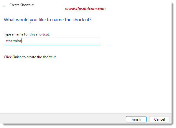 Enter a name for your shortcut Enter a name for your shortcut