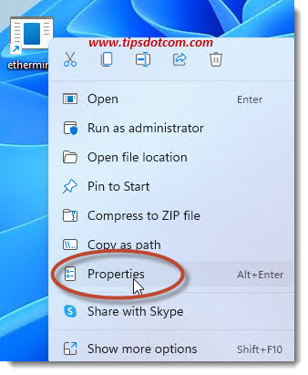 Right click and select properties Right click and select properties