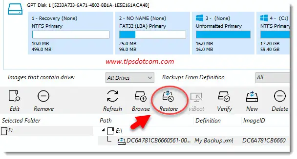 Click restore to transfer Windows to this computer Click restore to transfer Windows to this computer