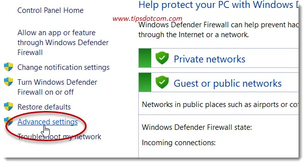 Click advanced settings
