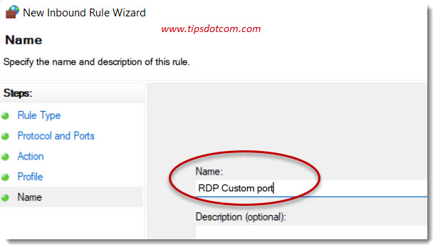 Enter a name for your firewall rule