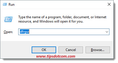 Type dfrgui and press ENTER