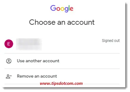 The Google choose account screen