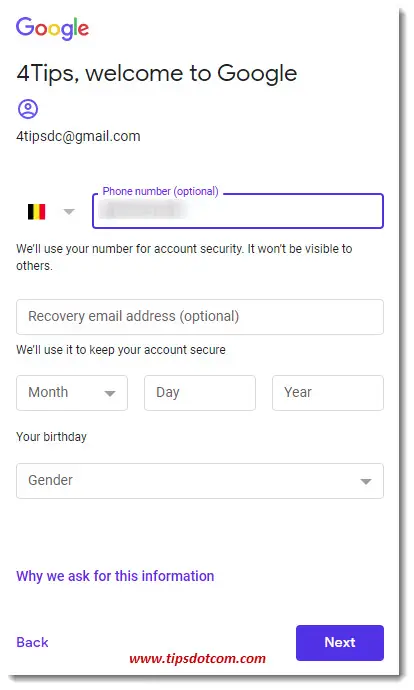Entering date of birth