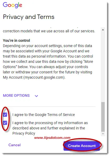 Creating the Gmail account for others