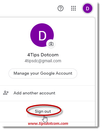 Signing out of the Gmail account