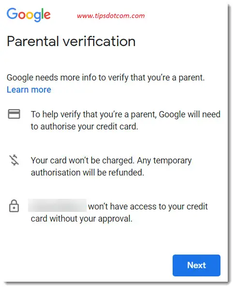Create a Gmail account for your child - parental verification