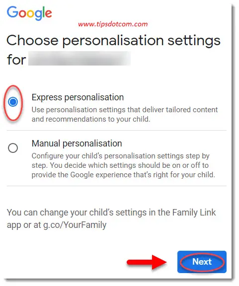 Personalisation settings