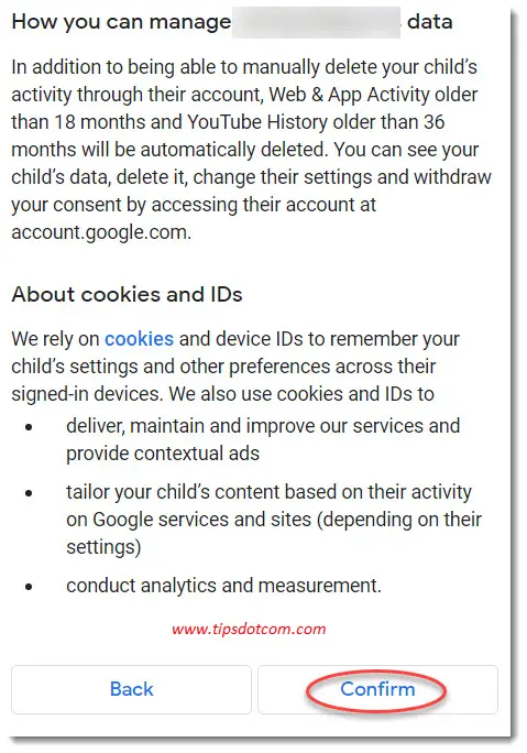 Manage your child's account as a parent