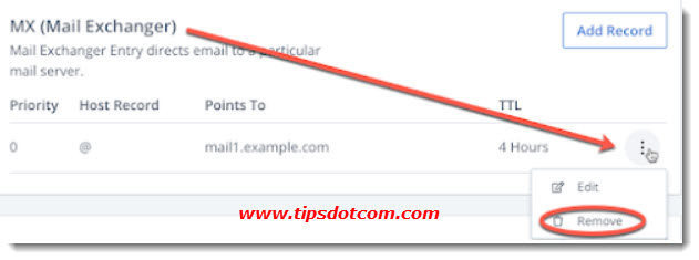 Remove existing MX records Remove existing MX records