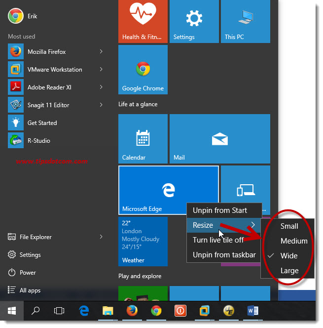 Start menu programs. Start menu programs