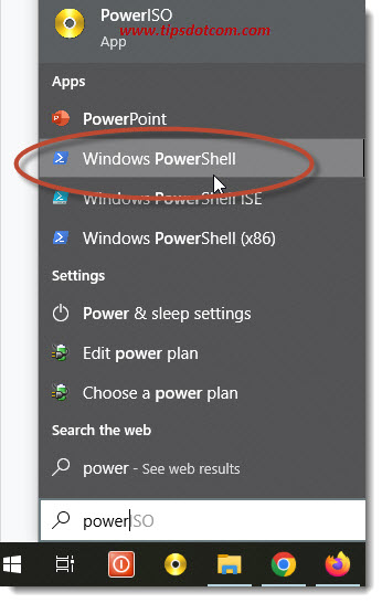 Type powershell on the start menu Type powershell on the start menu