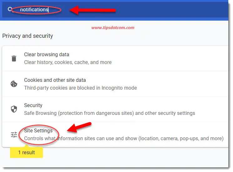 Type notifications in the settings search box Type notifications in the settings search box