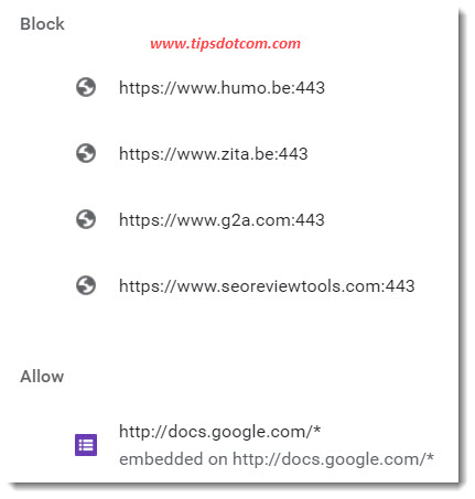 Blocked and allowed notifications Blocked and allowed notifications