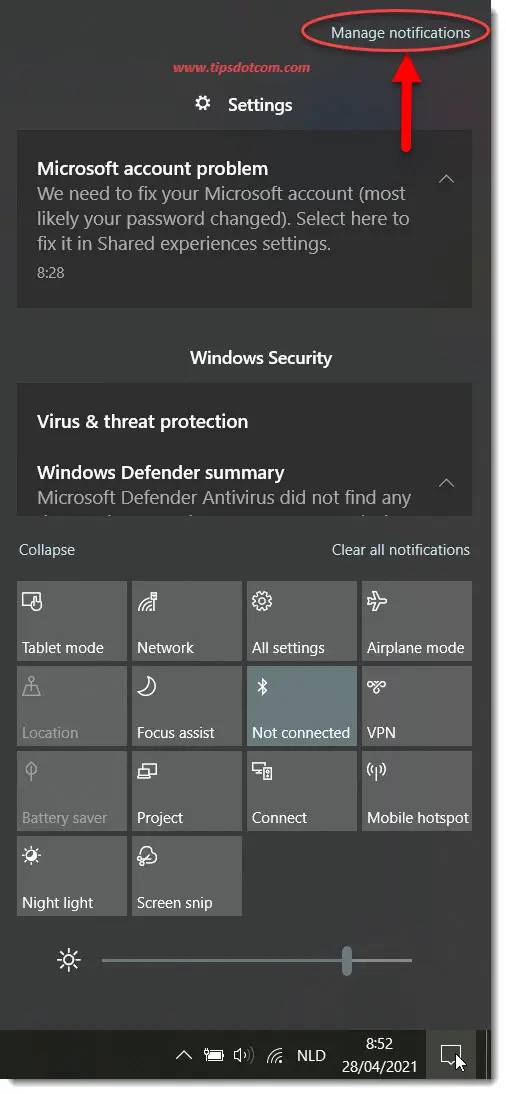 Manage notifications in Windows 10 Manage notifications in Windows 10