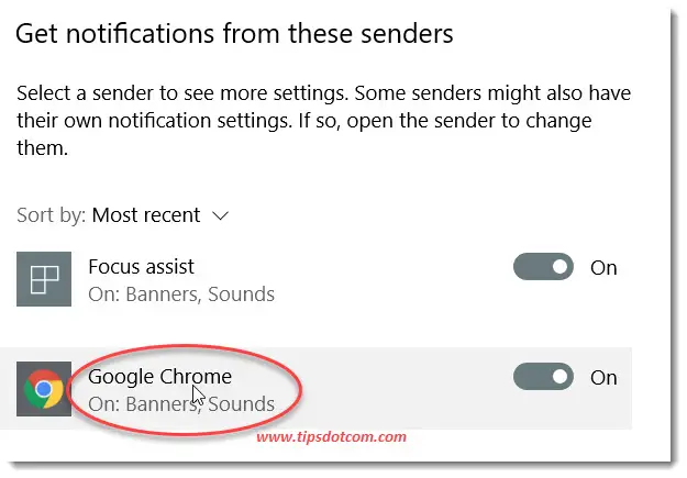 change google chrome notifications