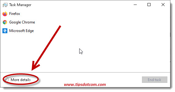 Task manager basic view Task manager basic view