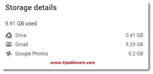 Drive storage is almost full - details