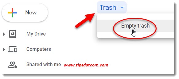 Drive Storage is almost full - empty the trash