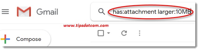 Finding large attachments in Gmail