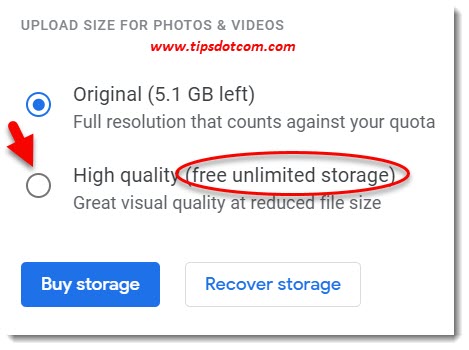 Switching Google Photos to High Quality gets unlimited space