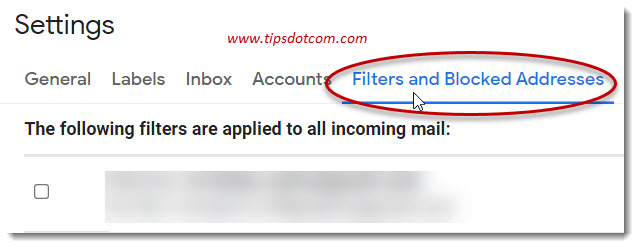 Click "Filters and blocked addresses" Click "Filters and blocked addresses"