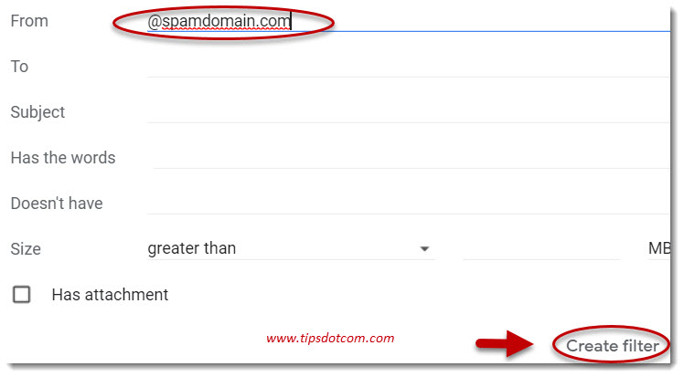 Enter the domain to be blocked Enter the domain to be blocked