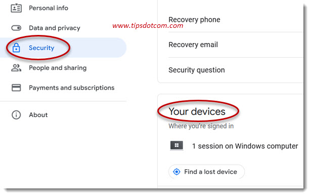 Devices in your Google account Devices in your Google account