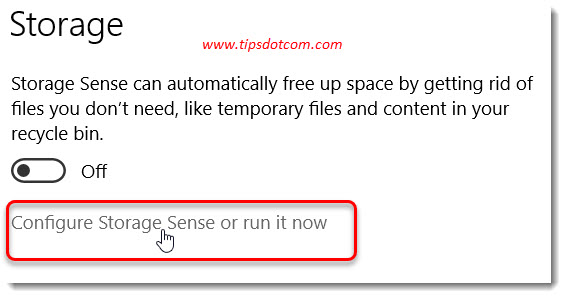 Configure storage sense Configure storage sense