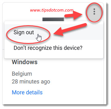 Sign out from Gmail on device Sign out from Gmail on device