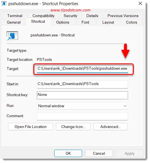 Go to the end of the target field Go to the end of the target field