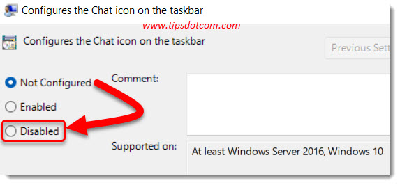 Change the selection to “Disabled” Change the selection to “Disabled”