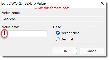 Set the value to 3 Set the value to 3