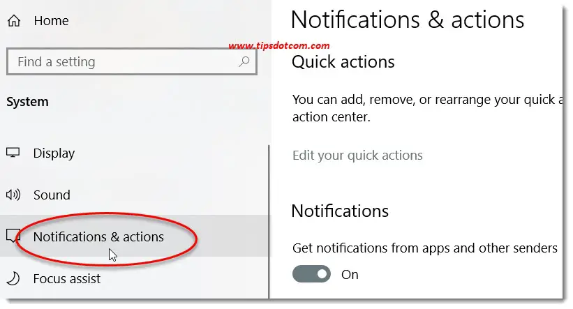Notifications & actions Notifications & actions