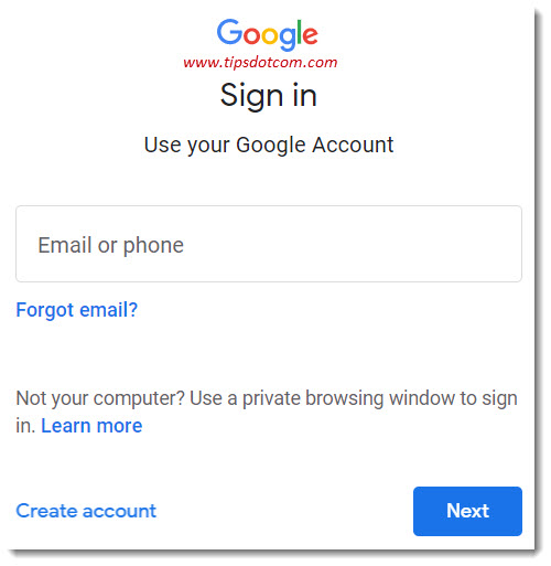 The Gmail sign in page The Gmail sign in page