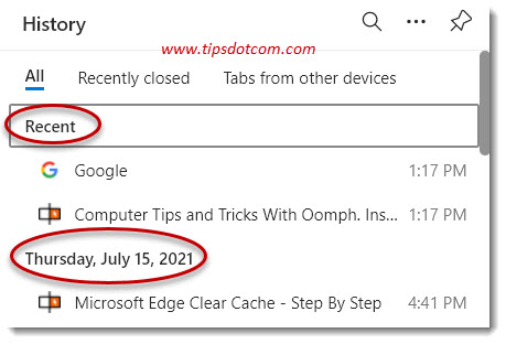 Microsoft Edge browsing history sorted by date Microsoft Edge browsing history sorted by date