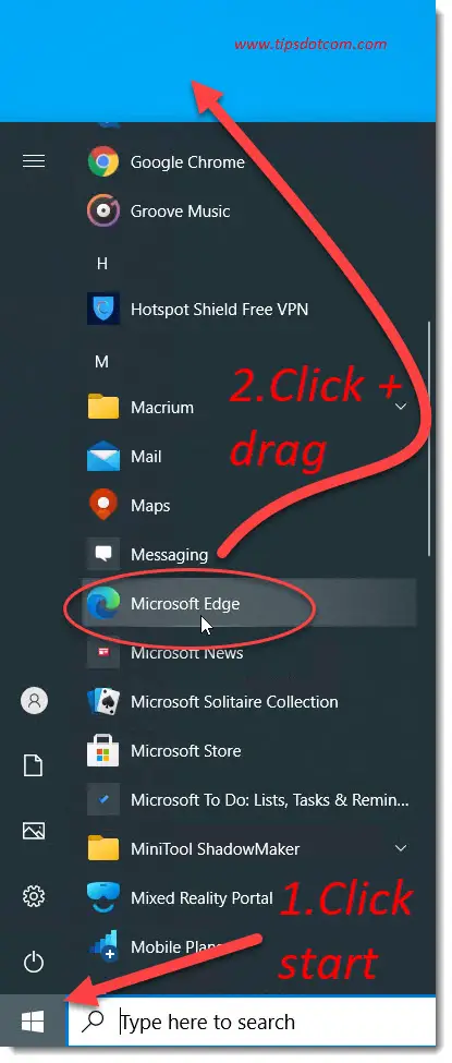 create shortcut for microsoft edge