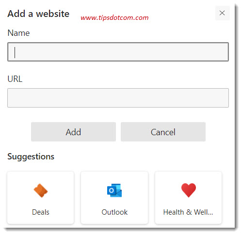 Manually adding Microsoft Edge quick links Manually adding Microsoft Edge quick links