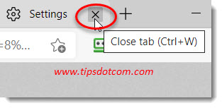 Closing the Microsoft Edge settings tab Closing the Microsoft Edge settings tab