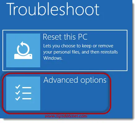 Select advanced options