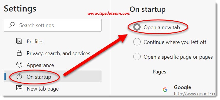 New Microsoft Edge on startup settings New Microsoft Edge on startup settings