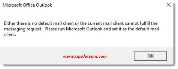 windows 10 microsoft outlook default mail client error