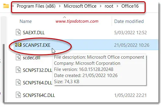 The scanpst.exe file - inbox repair tool