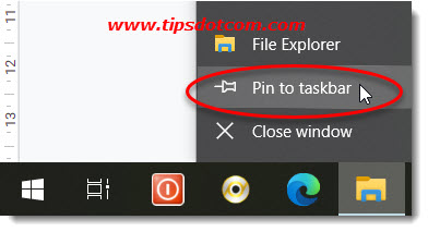 Pin File Explorer to the taskbar in Windows 10