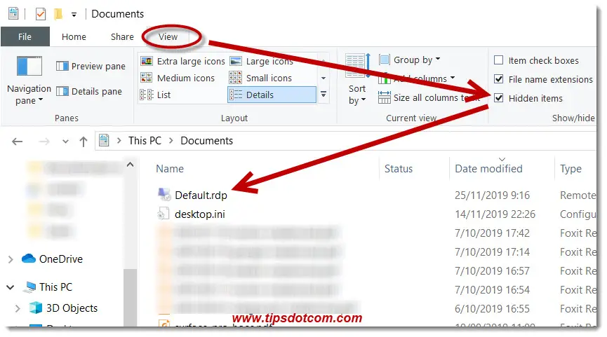 Check the box to show hidden items