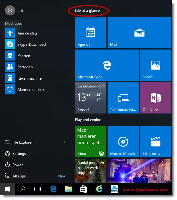 Remove Life At A Glance In Windows 10 01